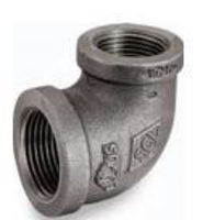 Picture of 3/8 X 1/4 inch NPT 90 degree class 150 malleable iron reducing elbow