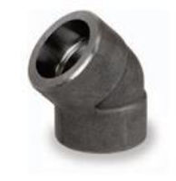 Picture of ¼ inch 45 degree forged carbon steel socket weld elbow