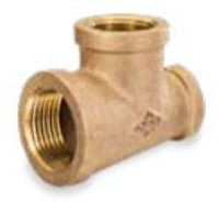 Picture of 1 x 3/4 x 1 inch NPT threaded lead free bronze reducing tee