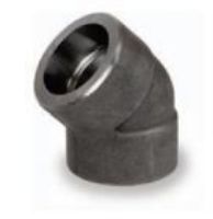 Picture of ¼ inch 45 degree forged carbon steel socket weld elbow - Made In USA