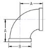 Picture of ⅜ inch NPT class 300 threaded 90 deg malleable iron elbow