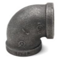 Picture of 1 ¼ inch NPT class 300 threaded 90 deg malleable iron elbow